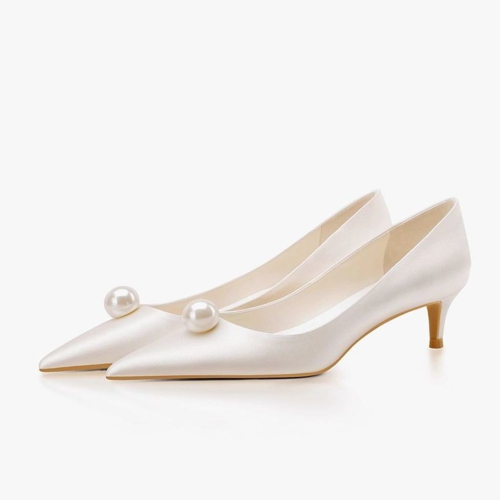 Women Formal Wear For Wedding - 새로운 화이트 새틴 웨딩 신부 신발