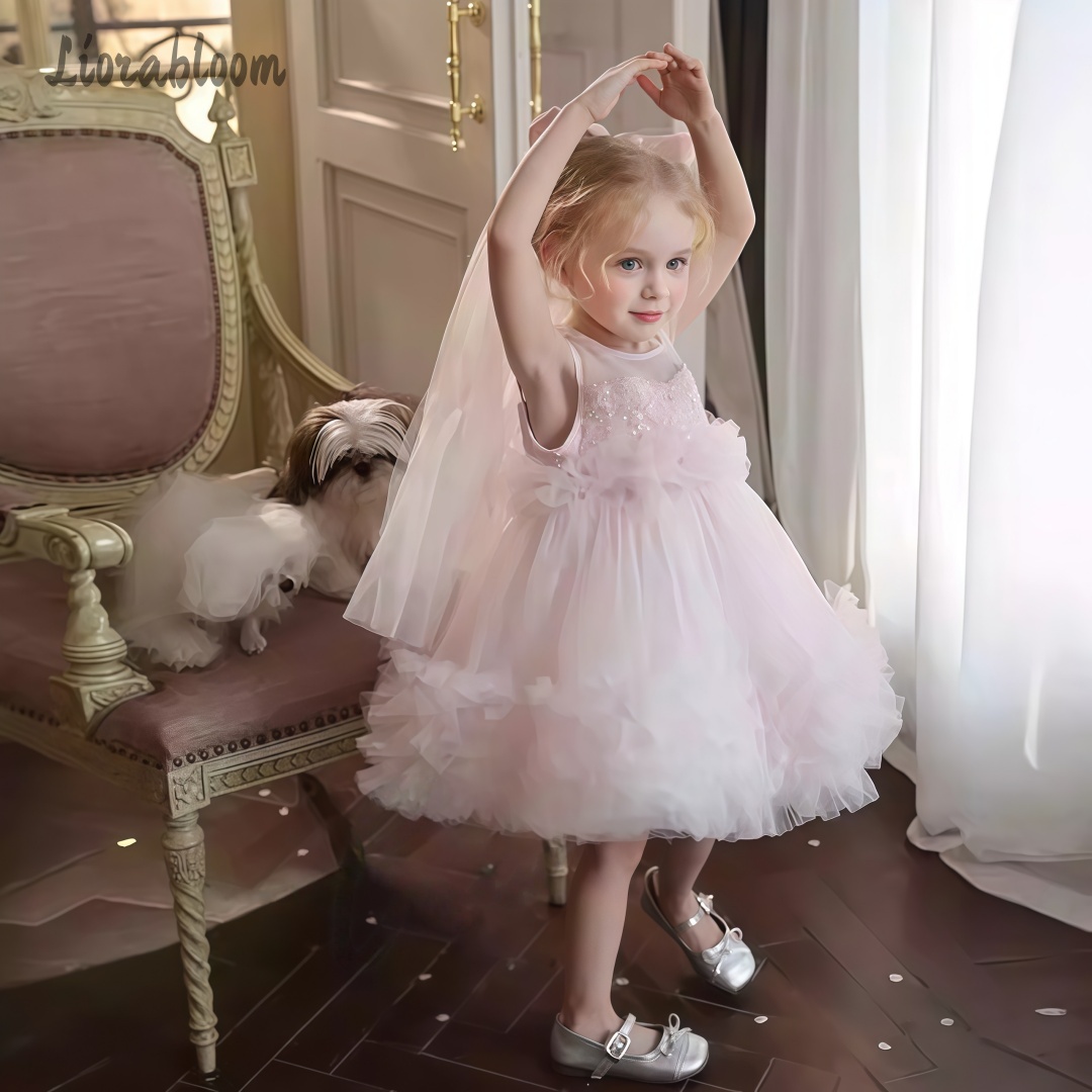 Women Formal Party Wear Dress - 여아용 튤 가운 레이어드 스커트 디자인
