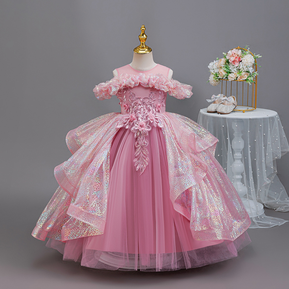 Women'S Formal Wear For Girls - HETISO 우아한 플라워 걸 드레스 아플리케