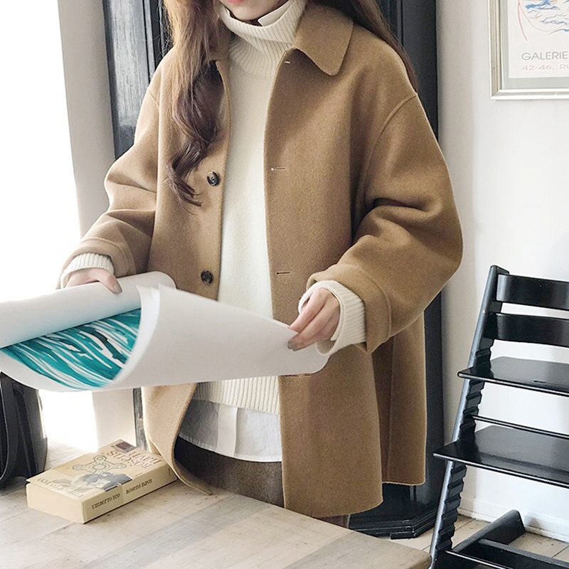 Zoki-따뜻한 인조 모직 싱글 브레스트 루즈핏 캐주얼 - Tailored Coat Wool 리뷰 및 가격