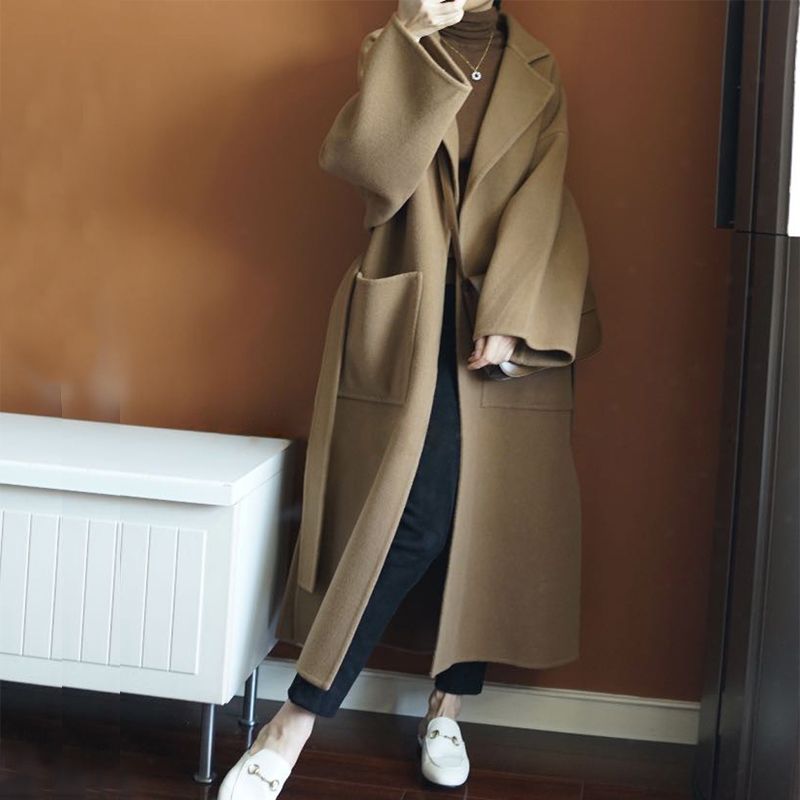 우아한 여성용 롱 코트 100% 순모 양면 소재 편안한 - Women Formal Wear Winter 리뷰 및 가격