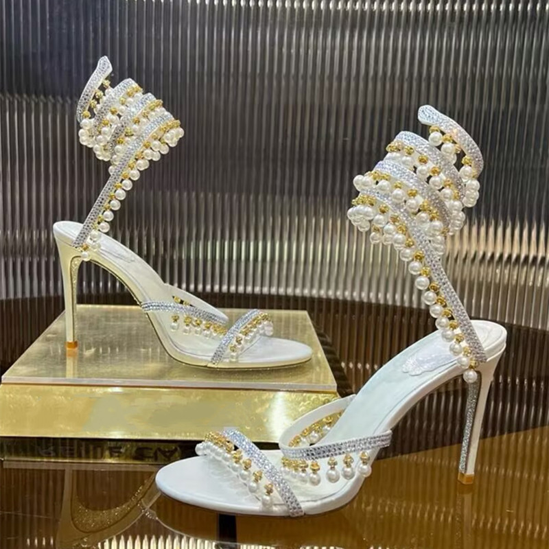 럭셔리 라인스톤 진주 태슬 여성 글래디에이터 샌들 섹시 - Women Formal Wear For Wedding 리뷰 및 가격