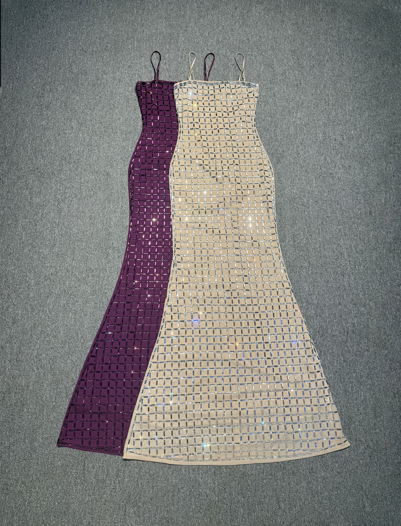 퍼플 크리스탈 여성 프롬 드레스 섹시 슬리브리스 스트라 - Women Formal Party Wear Dress 리뷰 및 가격