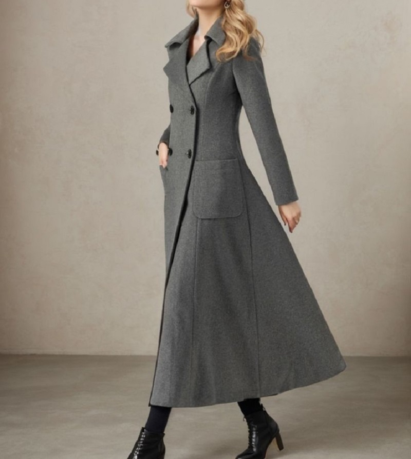 여성용 회색 롱 재킷 울 더블 브레스티드 블레이저 맞춤 - Tailored Coat Wool 리뷰 및 가격