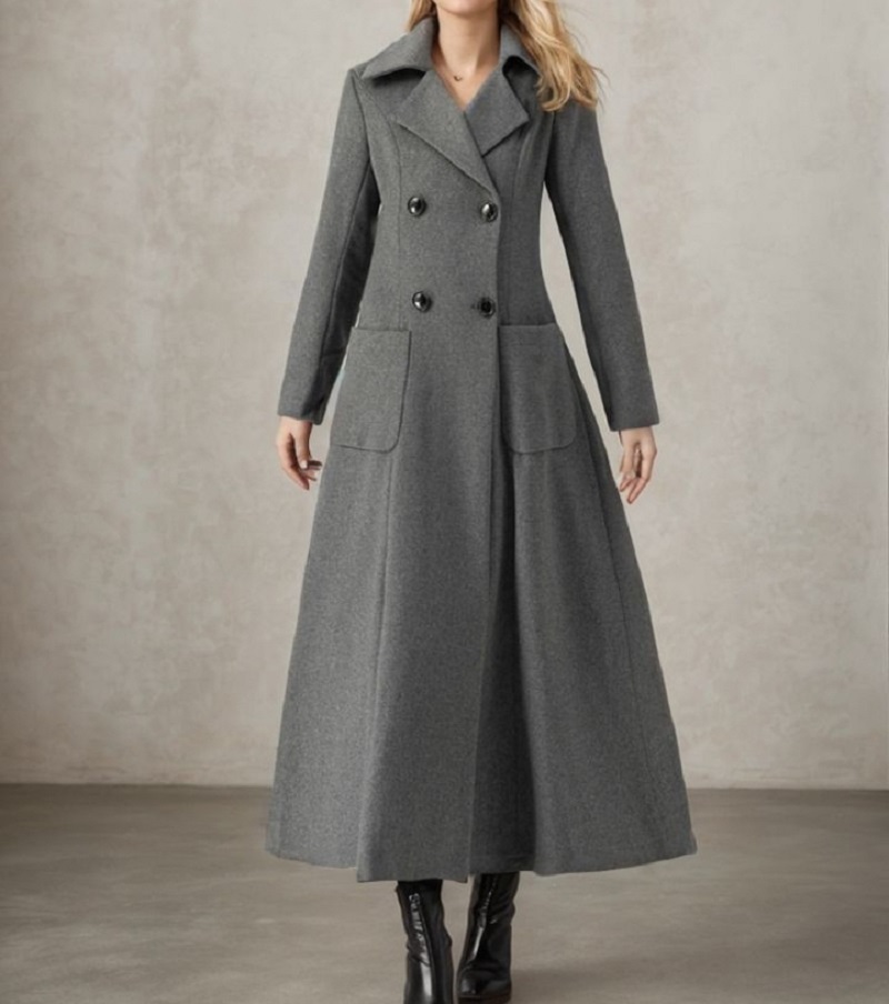 여성용 회색 롱 재킷 울 더블 브레스티드 블레이저 맞춤 - Tailored Coat Wool 리뷰 및 가격
