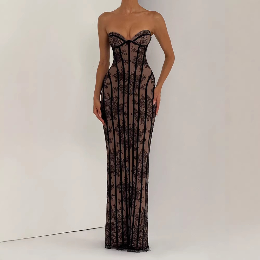 여성용 스트랩리스 바디콘 맥시 드레스 2026 스트라이 - Women Formal Party Wear Dress 리뷰 및 가격